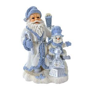 Snow Buddies Santa Buddy Snowman on Steam Train Figurine White Blue Gray 1999 7”
